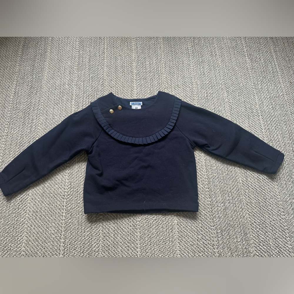 Jacadi Paris Dark Blue Top with Gold Button Accents